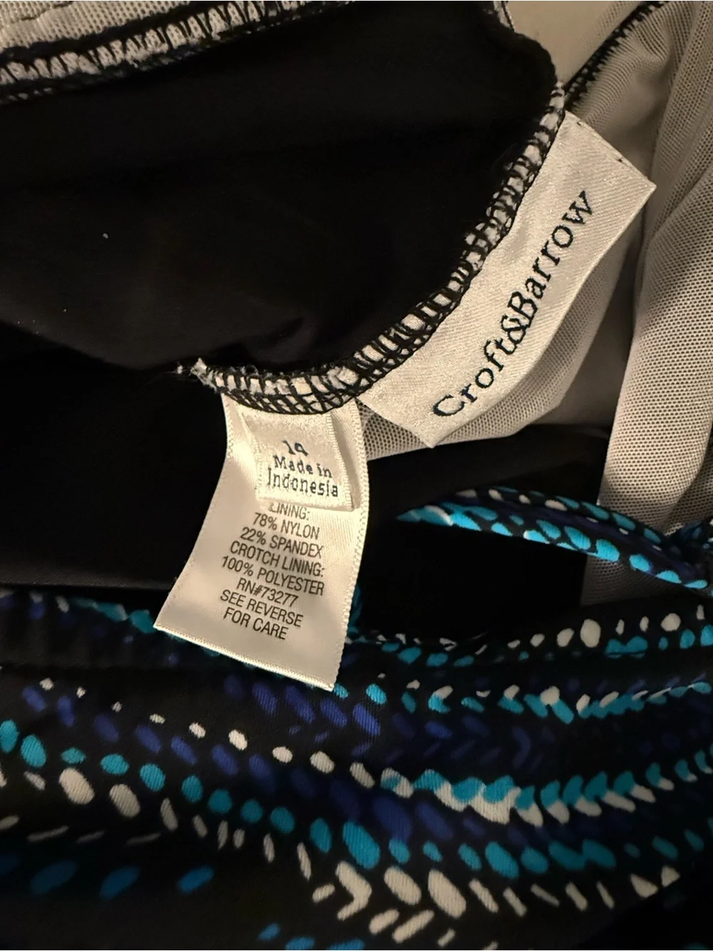 Women’s croft & barrow Swim Dress  with Blue & Teal Wave Print - Size 14 - NWOT